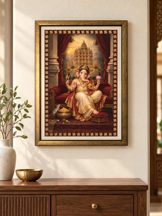 Shree Vinayaka Darbar framed wall art hung in an entryway