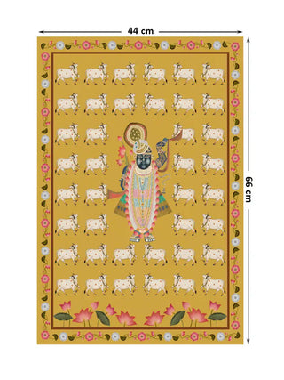 Full pattern layout of the Shrinathji Pichwai mural showing the 44cm by 66cm dimensions.