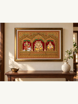 Shriyam framed wall art hung in an entryway