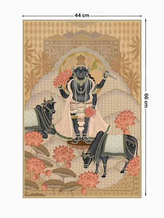 Full pattern view of the Shyam Sundar wall art in Beige & Coral, shown at the 44 cm by 66 cm size.