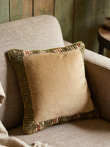 Back view of the Silk Route Swan Embroidered cushion cover showing the plain velvet and zipper.