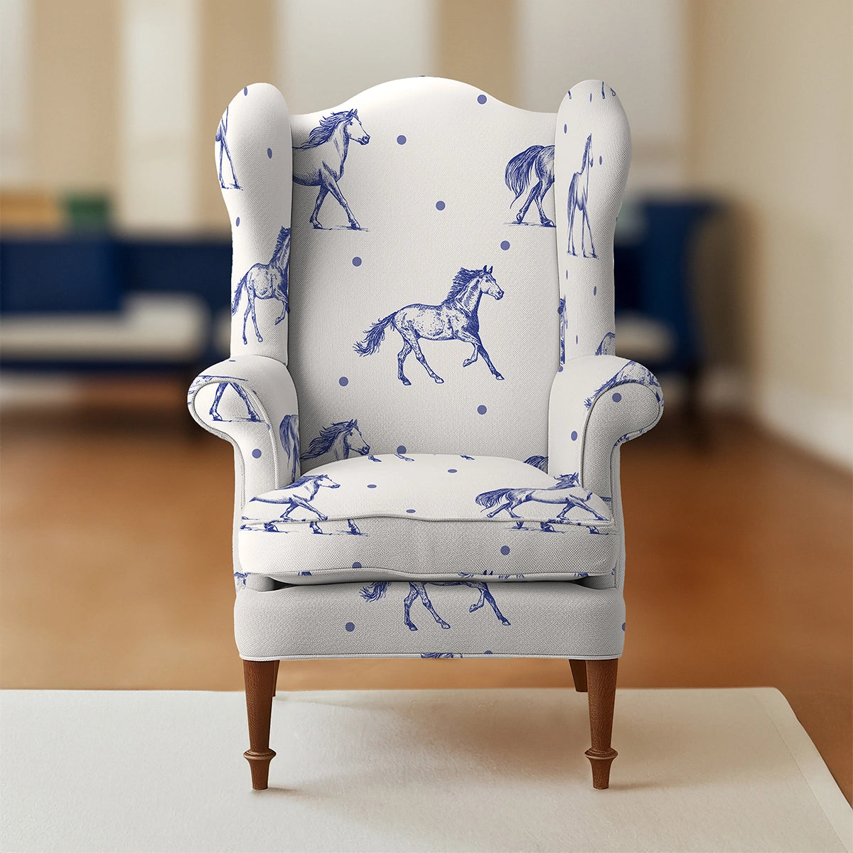 Stallion Sofa and Chairs Upholstery Fabric Blue & White Buy Online