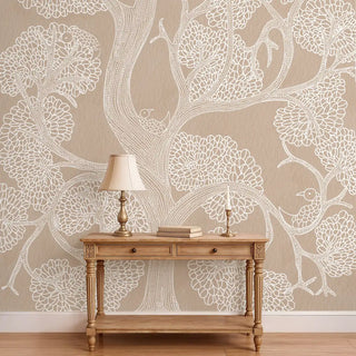 Suhani Indian Madhubani art wallpaper in clay beige for ethnic home decor