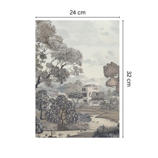Sukoon Forest Wall Art with dimensions shown, illustrating its scale when mounted on a wall.