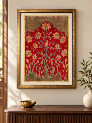 Sultana framed wall art hung in an entryway