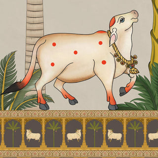 Customised Bedroom Wallpaper in Pichwai Style by Life n Colors
