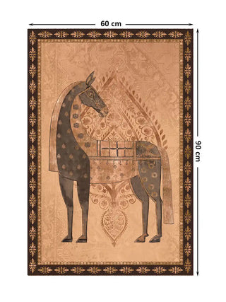 Swarna Ashwa vintage Indian equestrian wall art print in a vertical layout, size 60cm x 90cm.
