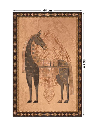 Swarna Ashwa vintage Indian equestrian wall art print in a vertical layout, size 44cm x 66cm.