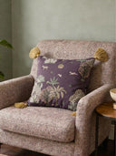 Back view of the Ranthambore Tassel Trails cushion cover showing the plain velvet and concealed zipper.