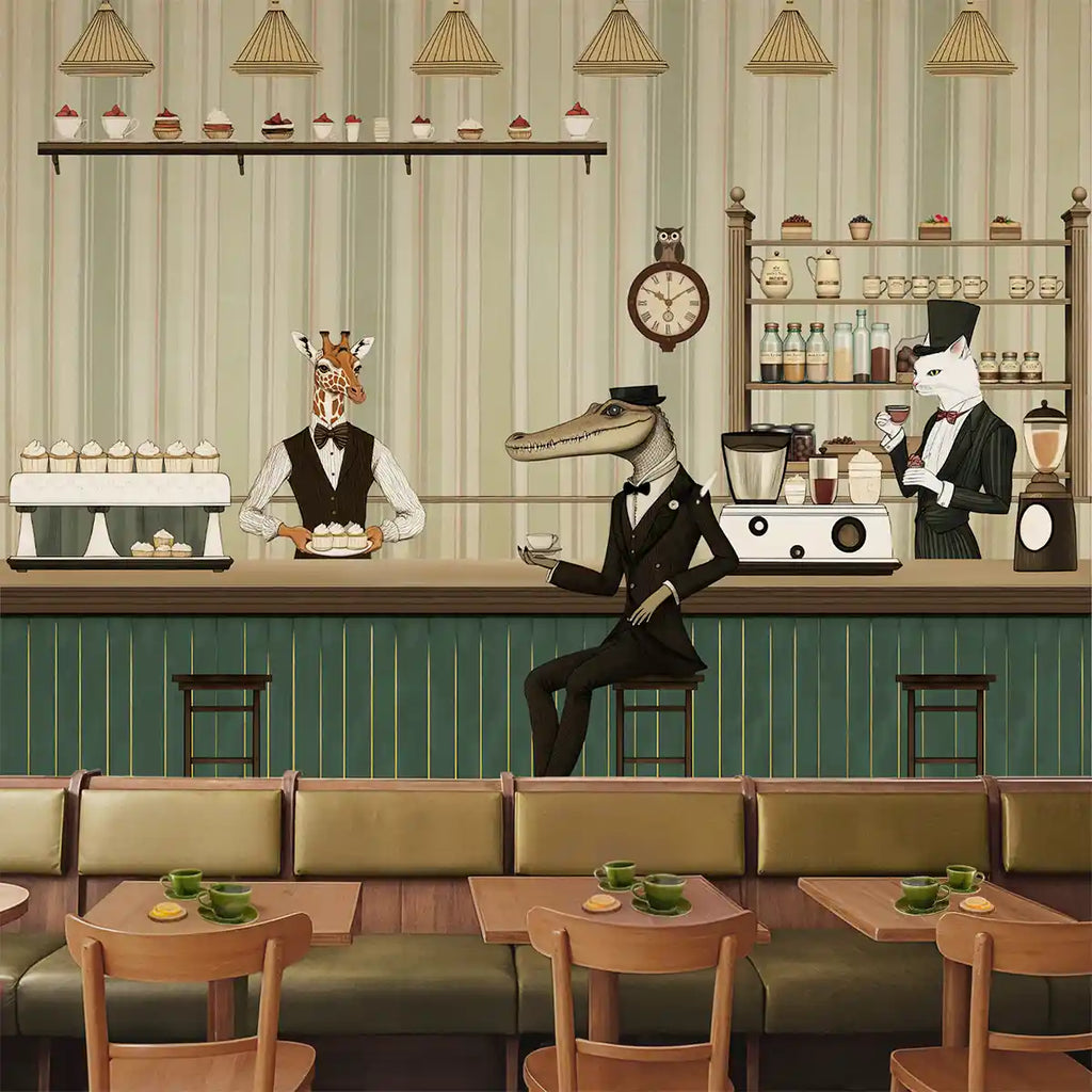 Tailored Brews European Wallpaper, Whimsical Cafe | Life n Colors