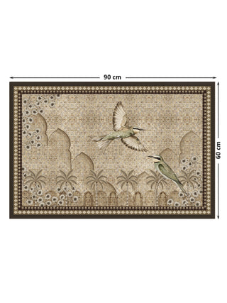 Product dimensions diagram for the medium size parameters of The Birds of Anqa premium framed canvas wall art print measuring 90cm by 60cm.