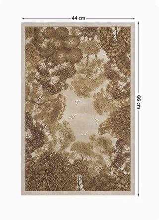 Full pattern view of The Forest Nest embroidered wall art in Sepia & Ivory, shown at the 44 cm by 66 cm size.