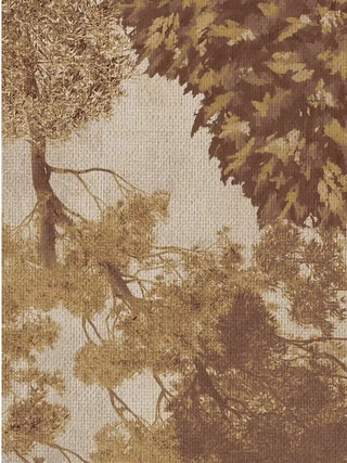 Close-up of hand-illustrated treetop texture and linen weave detail in The Forest Nest design