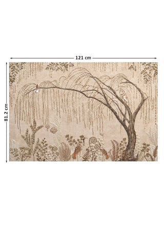 Full pattern view of The Secret Garden embroidered wall art in Sand & Copper, shown at the 121 cm by 81.2 cm size.