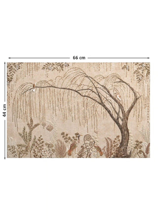Full pattern view of The Secret Garden embroidered wall art in Sand & Copper, shown at the 66 cm by 44 cm size.