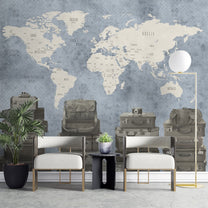Travel themed World Map Wallpaper by Life n Colors