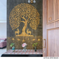 Tree of Life Wallpaper in Style of Pichwai Art Form Customised for Rooms Green