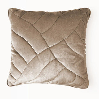 Full studio view of the Velvet Dune Quilted Cushion Cover in light beige.