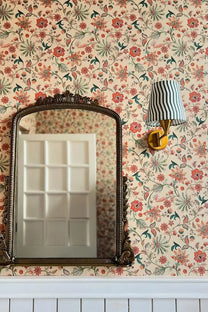 Vibrant Floral Wallpaper Repeat Patten Beige by Life n Colors, best for bedroom walls