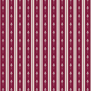 Full patterned view of Vintage Maroon & Beige Motif Stripe Wallpaper Roll with vertical maroon stripes, beige detailing, and delicate motif accents, suited for classic interiors.
