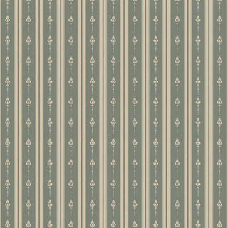 Full patterned view of Vintage Olive & Beige Motif Stripe Wallpaper Roll with vertical olive stripes, beige detailing, and delicate motif accents, ideal for traditional interiors.