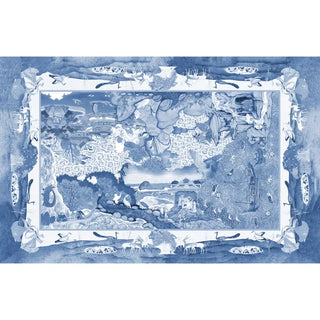 Full ceiling mural design of Voyage of the Clouds in blue and white tones