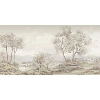 wallpaper showing serene landscape details with layered foliage and soft gradients.