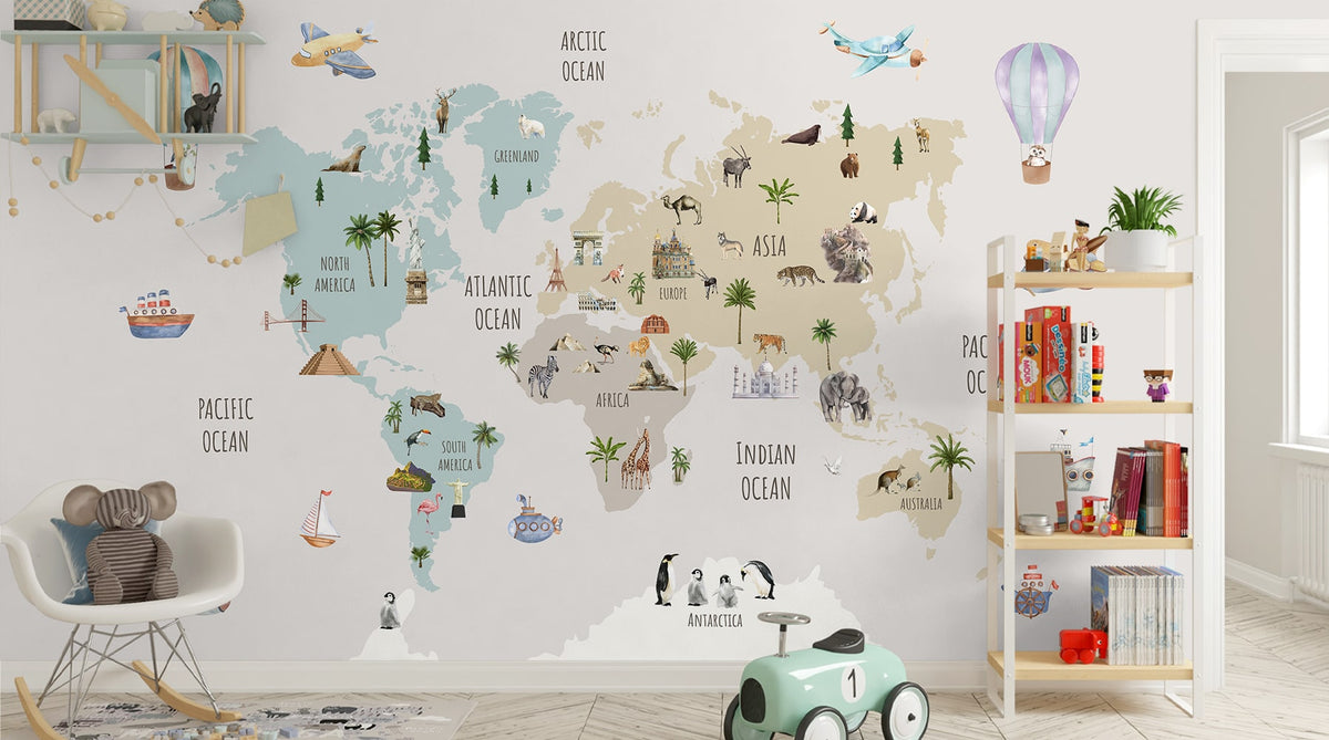 Buy World Map Wallpapers for Kids' Rooms – Life n Colors