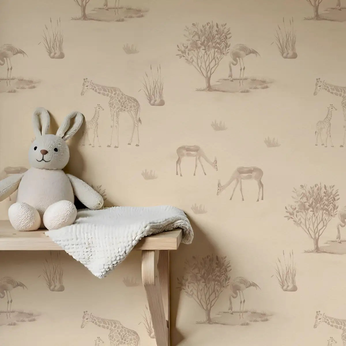 Whispers of the Savanna Sepia Repeat Pattern, Design for Kids Room