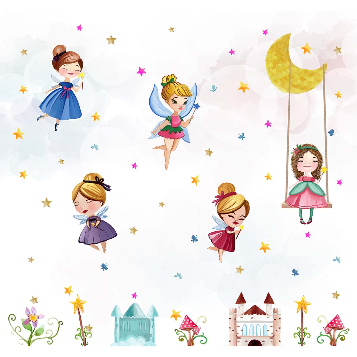 Customised Fairies Wallpaper Theme for Girls Room