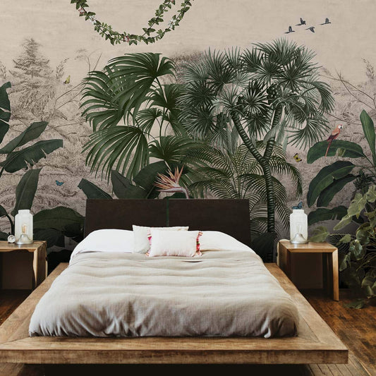 Tropical Theme Vintage Wallpaper for Walls, Customised