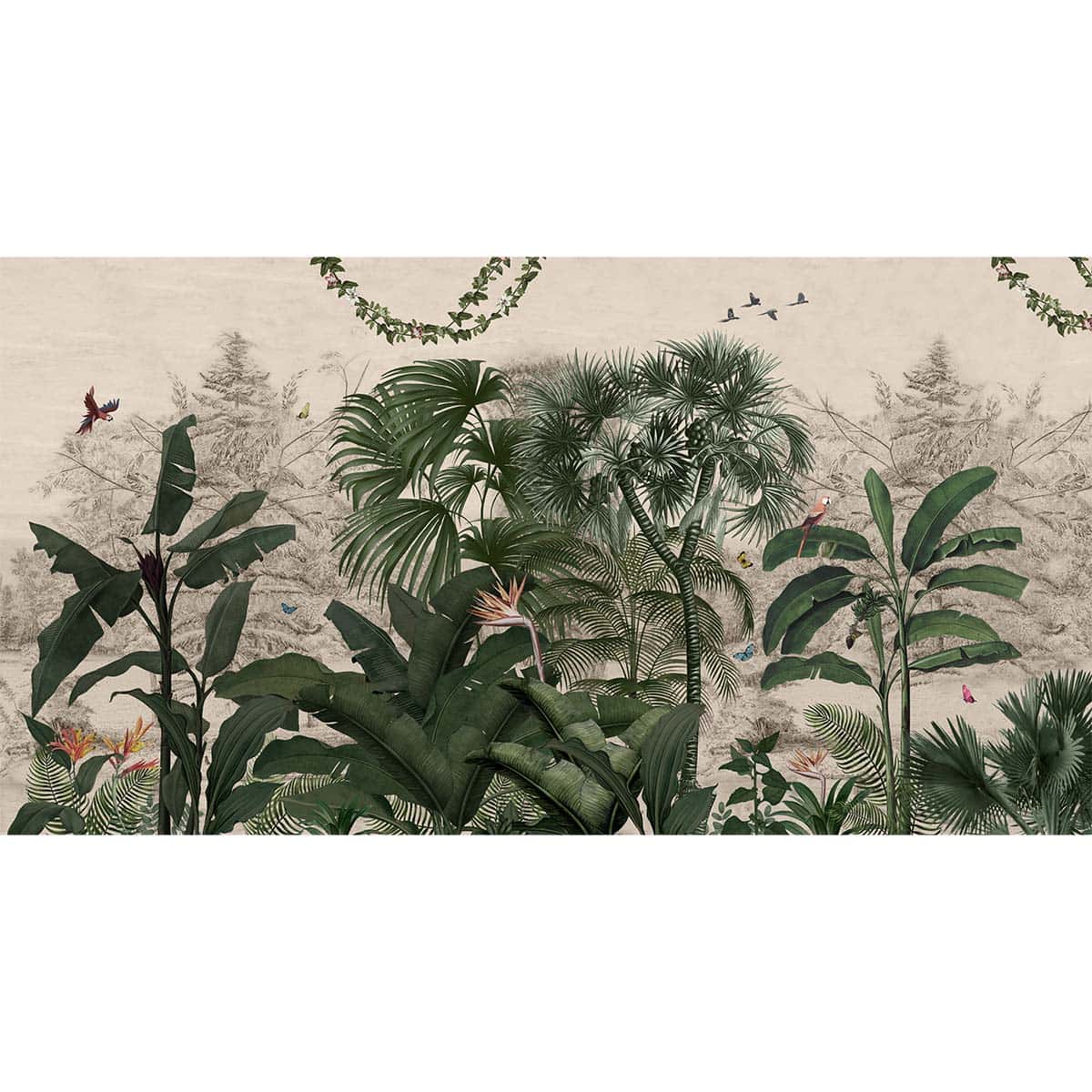 Tropical Theme Vintage Wallpaper for Walls, Customised