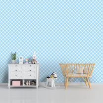 Pastel Blue and White Checks, Children Room Wallpaper, Customised