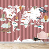 Carte du monde à rayures colorées pour chambre d'enfant