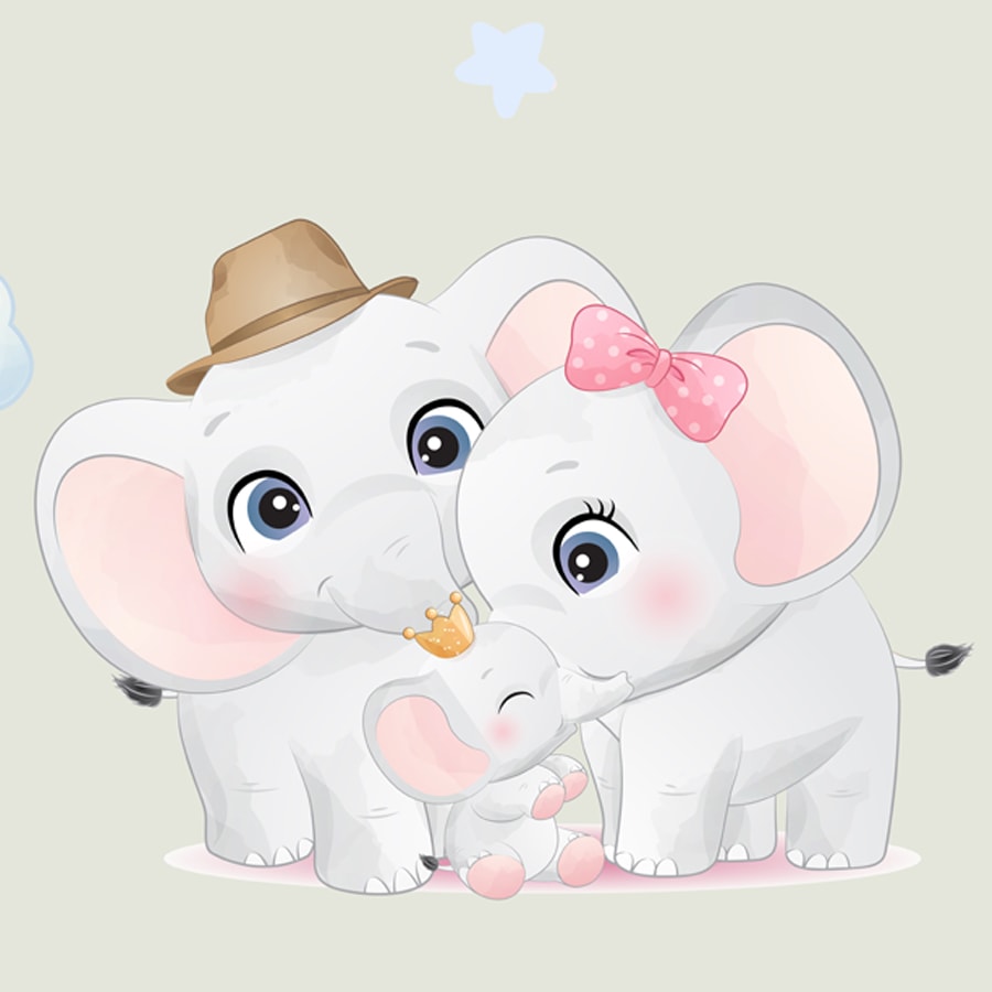 Cute Elephant Theme Kids Nursery Room Wallpaper