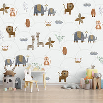 Water Paint look Animal Theme Wall Mural for Walls, Customised