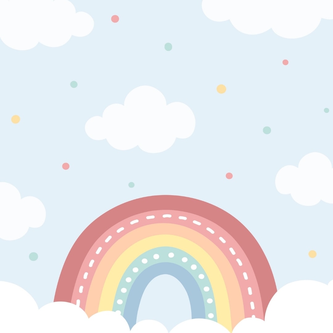 Pastel Rainbow Kids Nursery Room Wallpaper