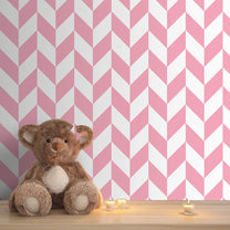 Pastel Pink Geometric Print Girl Room Wallpaper