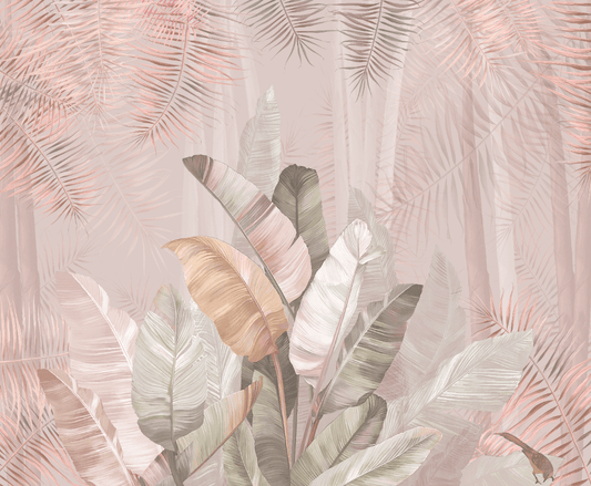 Pallav, A Champagne Pink Colors Tropical Wallpaper