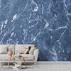 Natural Blue Marble Look Room Wallpaper, Customised