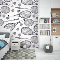 Tennis and Badminton Racquet Wallpaper for Kids Room