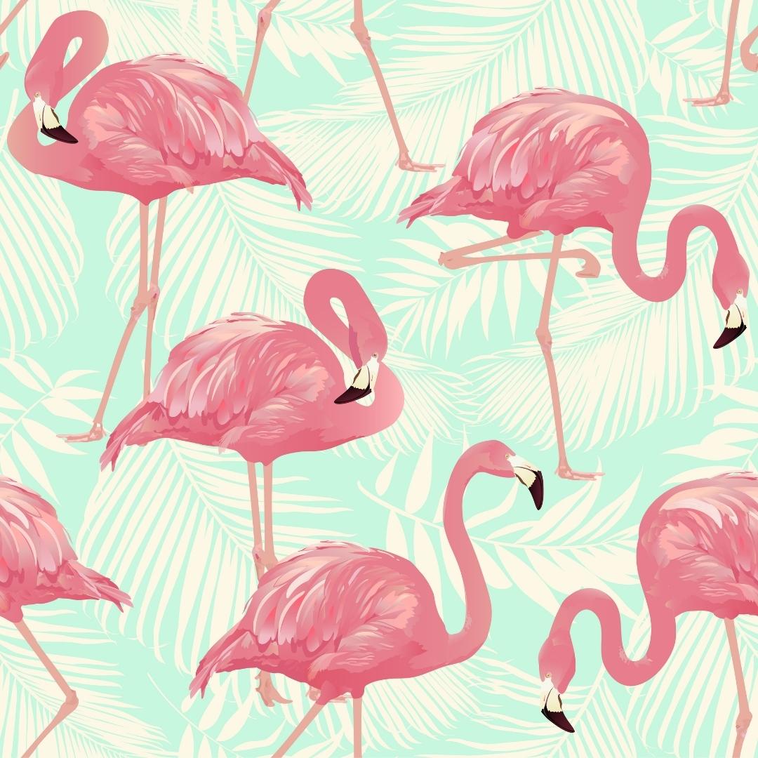 Tropical Flamingos Bedroom Wallpaper, Pink & Green