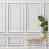3D Moulding Wall Panel Theme Wallpaper, Grey, Customised