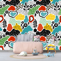 Multi-color Abstract Kids Room Wallpaper Design