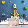 3D-Weltraum-Thementapete mit Sonnensystem für Kinder, Blau