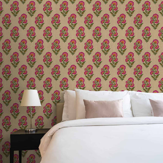 Indian Floral Theme Repeat Design Wallpaper, Luxury