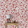 Red Colors Floral Elements Wallpaper Design