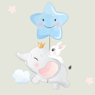 Cute Elephant Theme Kids Nursery Room Wallpaper, Customised