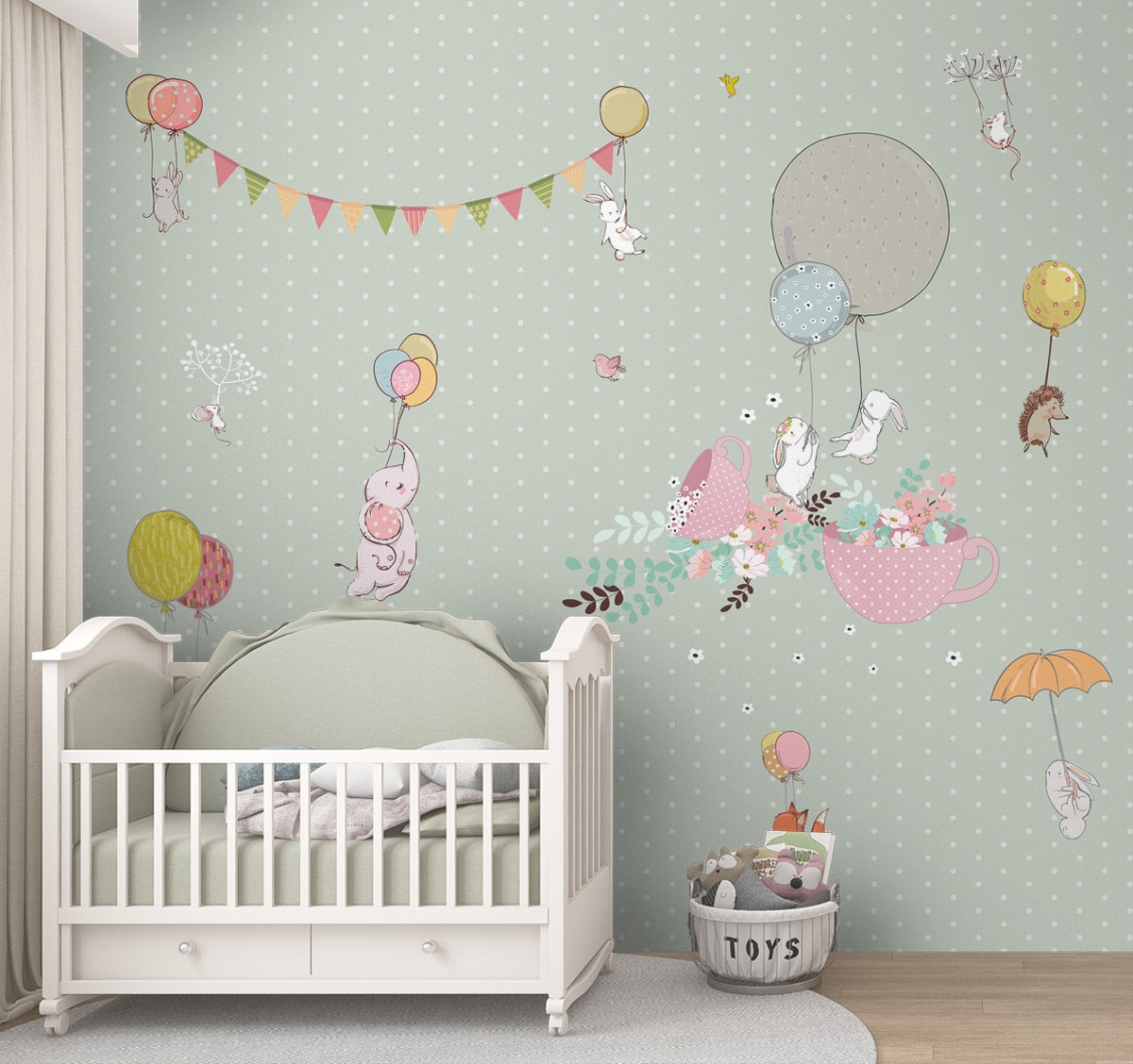 Beautiful Flying Animals Kids Room Wallpaper