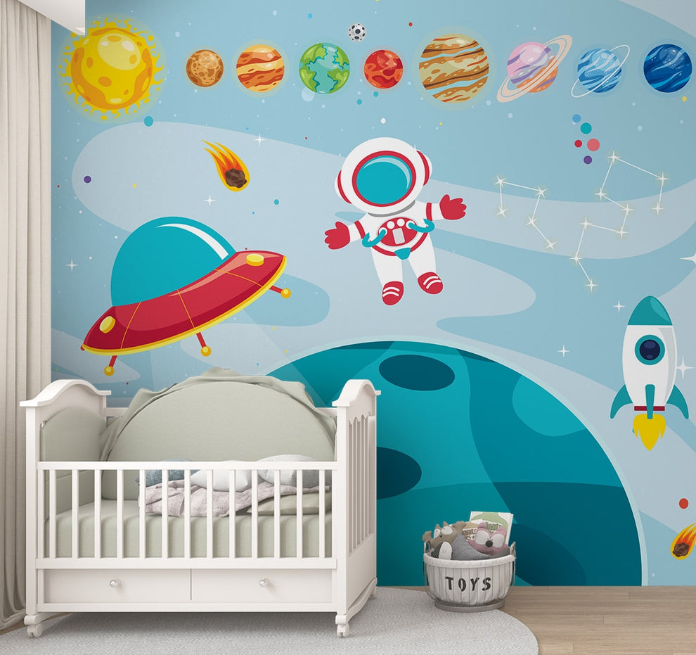 Cosmic Cutie: Wallpaper for Your Little Astronaut's Nursery, Blue ...